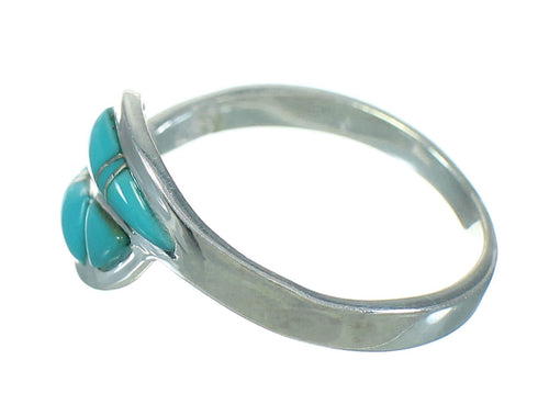 Sterling Silver Southwest Turquoise Inlay Jewelry Ring Size 6-1/4 AX92218